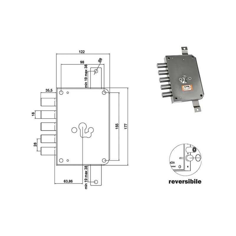 MOIA lock RCE663 / 280RF Euro conversion cylinder for CERUTTI