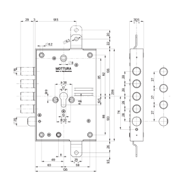 Security door lock Mottura 84.383 triple cyl. Euro