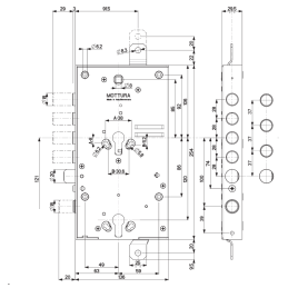 Armored door lock Mottura 84.395 Special triple 1 / 2g cil.euro