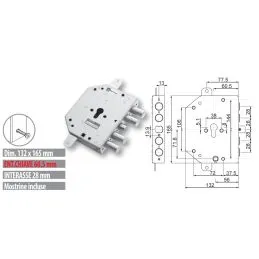 Security door lock Mottura 89C855 triple 1/2 g. cil.europeo