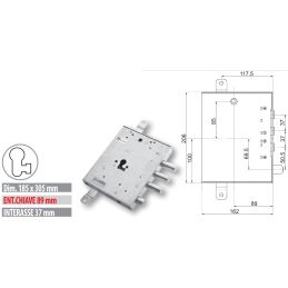 Mottura security door lock 89.8571GR Triple 1/2 turn European