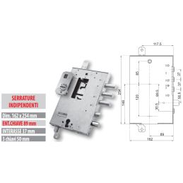 Security door lock Mottura 89.NR487GR plurisystem for GARDESA