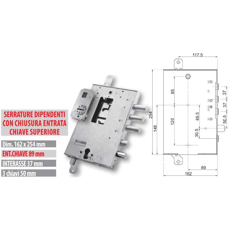 Security door lock Mottura 89.NR497GR plurisystem for GARDESA