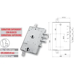 Serratura porta blindata Mottura 89.8595G/WQ per GARDESA
