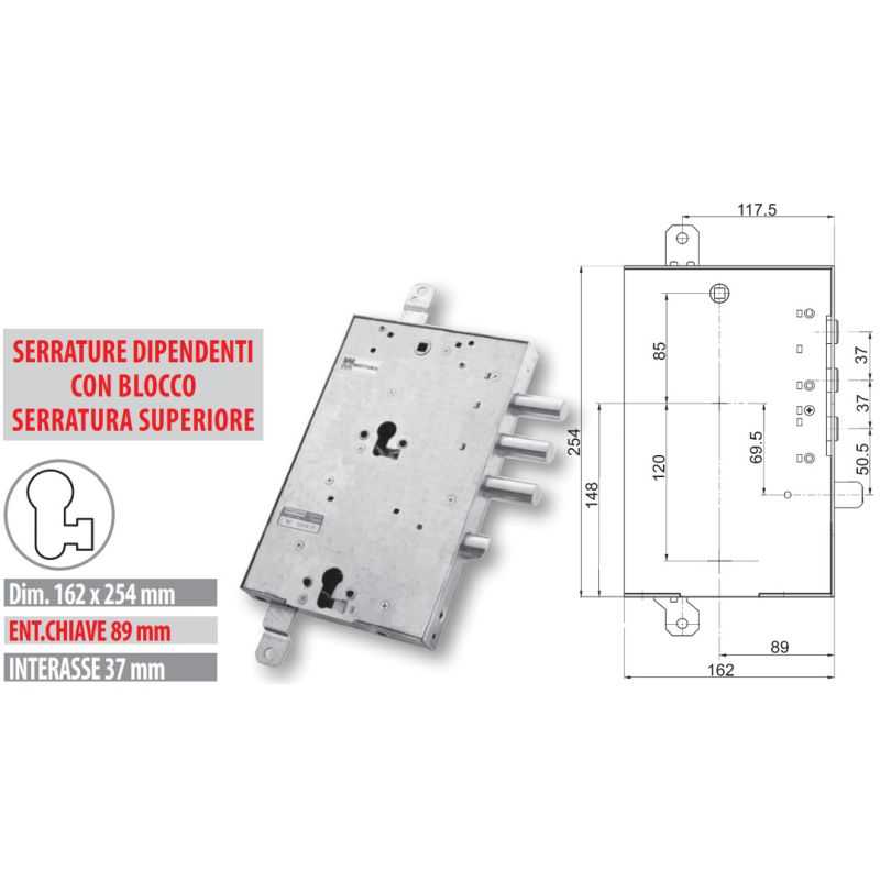 Serratura porta blindata Mottura 89.8595G/WQ per GARDESA