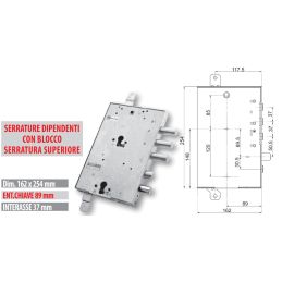 Security door lock Mottura 89.8595GR/Q Euro profyle for GARDESA