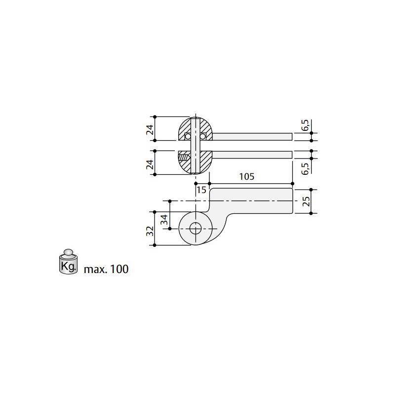 [Spare part] AC7 arm for MAB floor door closer