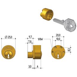 Replacement cylinder for PREFER 6810 shutter locks