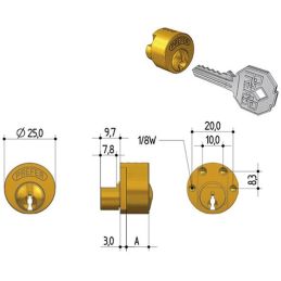 Replacement cylinder for PREFER 6811/6813 shutter locks