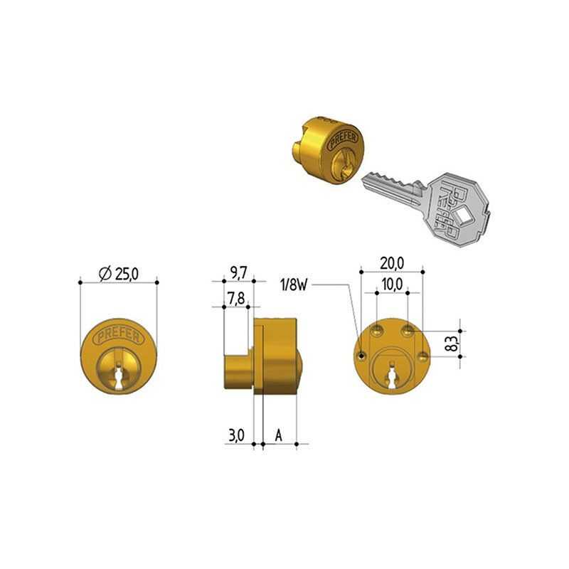 Cilindro di ricambio per serrature serranda PREFER 6811