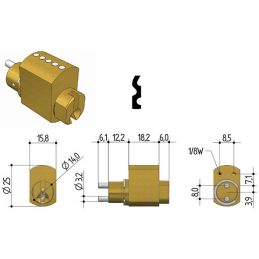 Replacement cylinder for PREFER 6818 shutter locks - flush