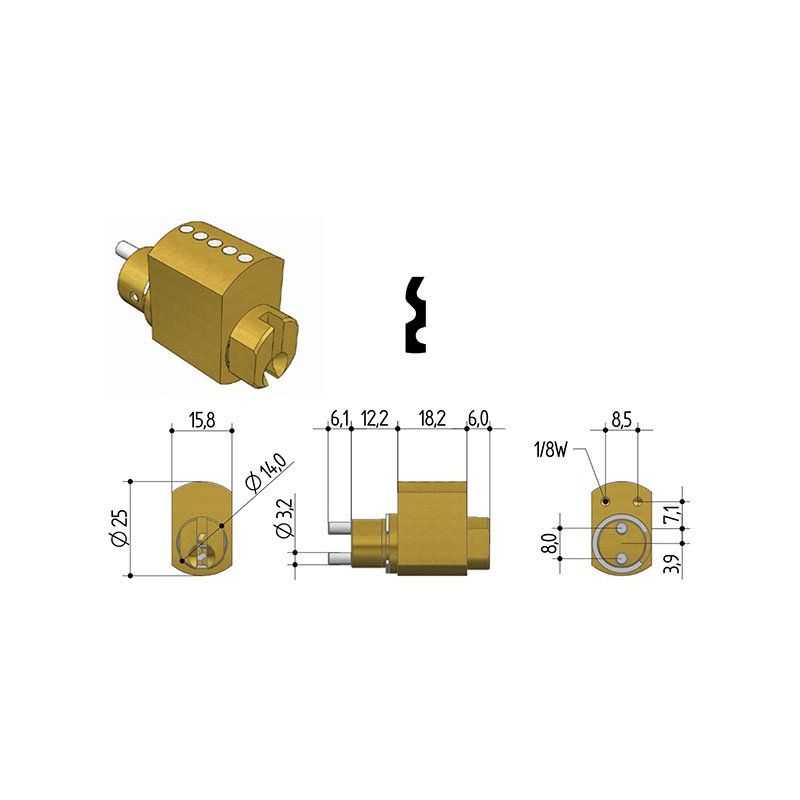 Replacement cylinder for PREFER 6818 shutter locks - flush