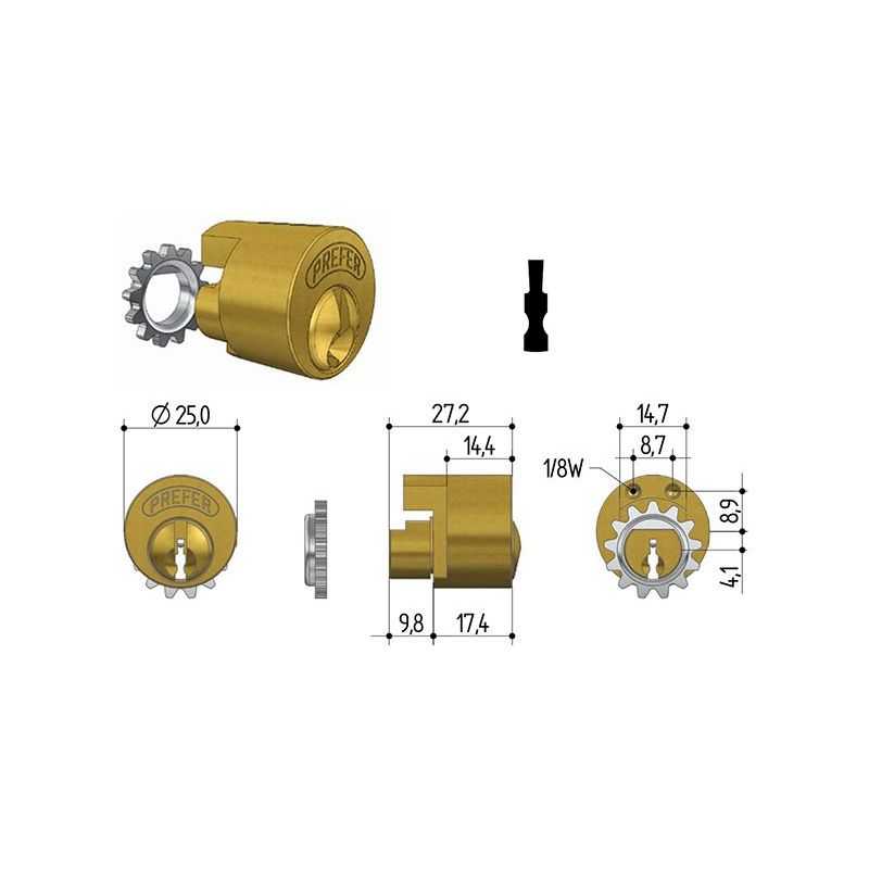 Replacement cylinder for PREFER 6819 GEAR shutter locks