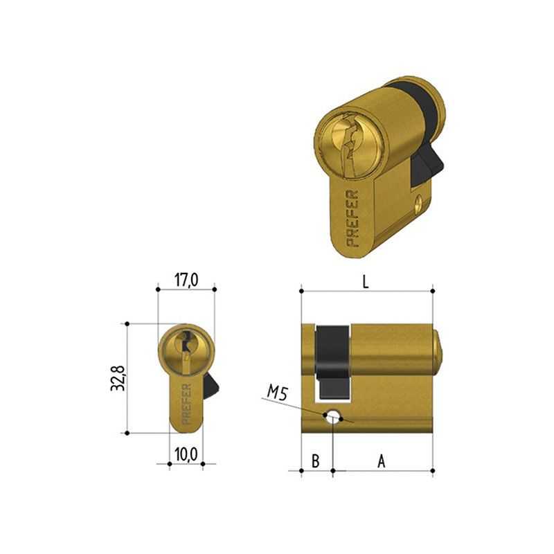 Mezzo Cilindro sagomato PREFER 6A00.2210 32MM