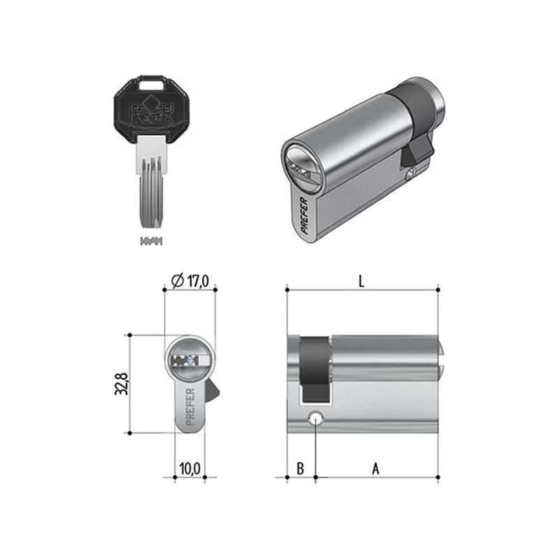 Safety cylinder for overhead doors PREFER WE0S.2410