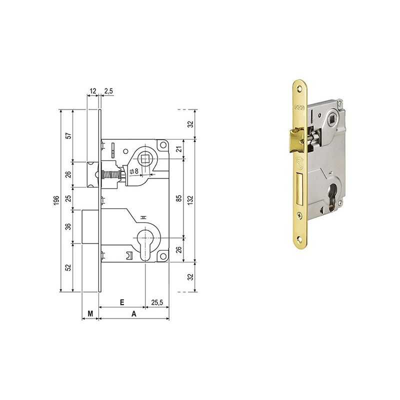 Serratura per porte interne AGB 1024 CENTRO cilindro europeo