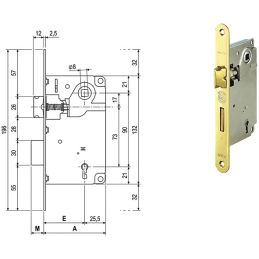 Serratura per porte interne AGB 1001 CENTRO Patent frontale 22