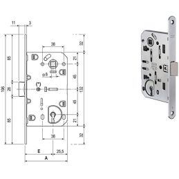 Serratura per porte interne AGB 1101 MEDIANA Patent