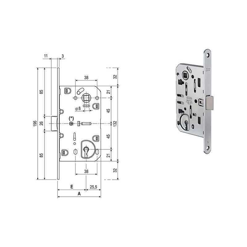 Lock for internal doors AGB 11015 MEDIANA Patent