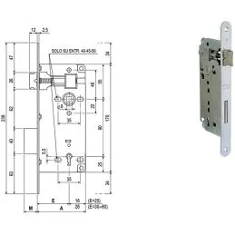 Serratura per porte interne AGB 591 PATENT 8x90mm BORDO TONDO