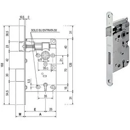Serratura per porte interne AGB 571 PATENT 8x70mm BORDO TONDO