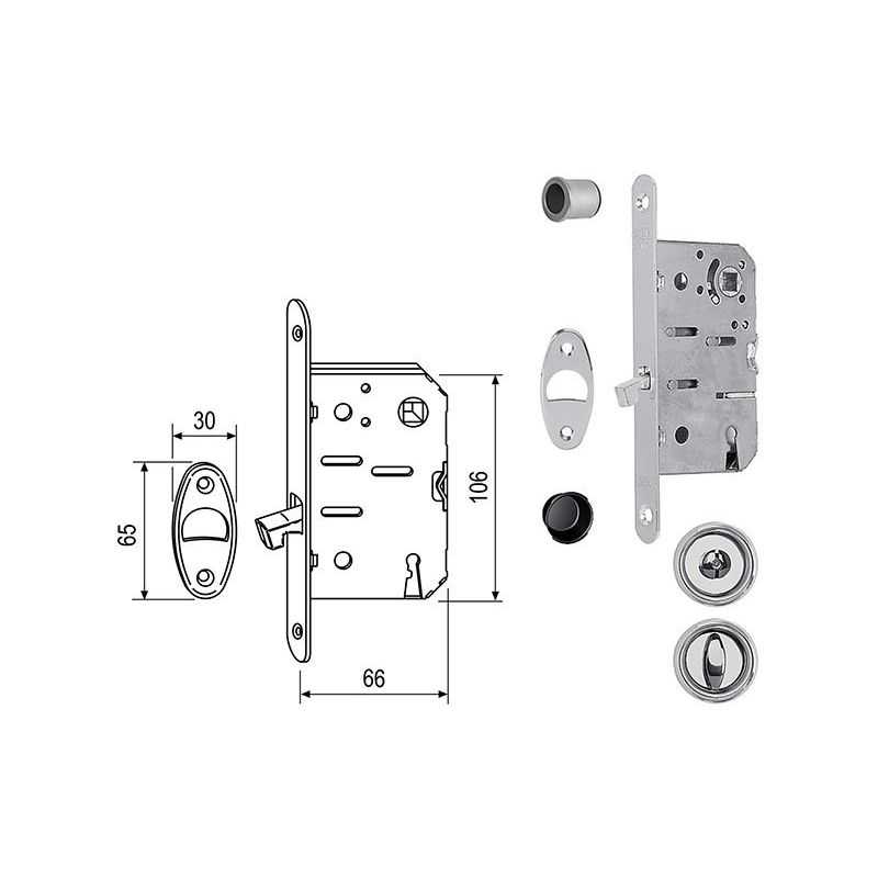 KIT Lock for sliding doors AGB 3934 SCIVOLA with handles