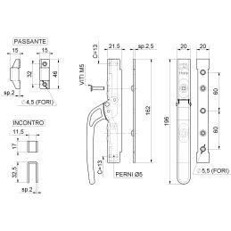 Cariglione chiusura a leva COMBI 385 aste esterne