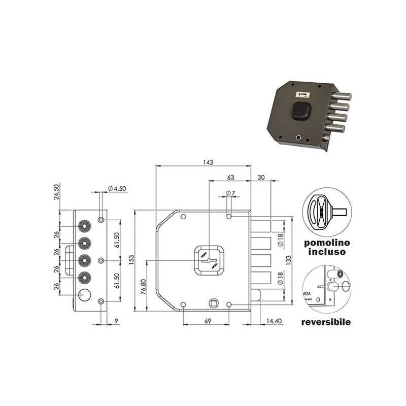 MOIA A412 security lock (Antonioli / Auno Formula 112 Lateral)