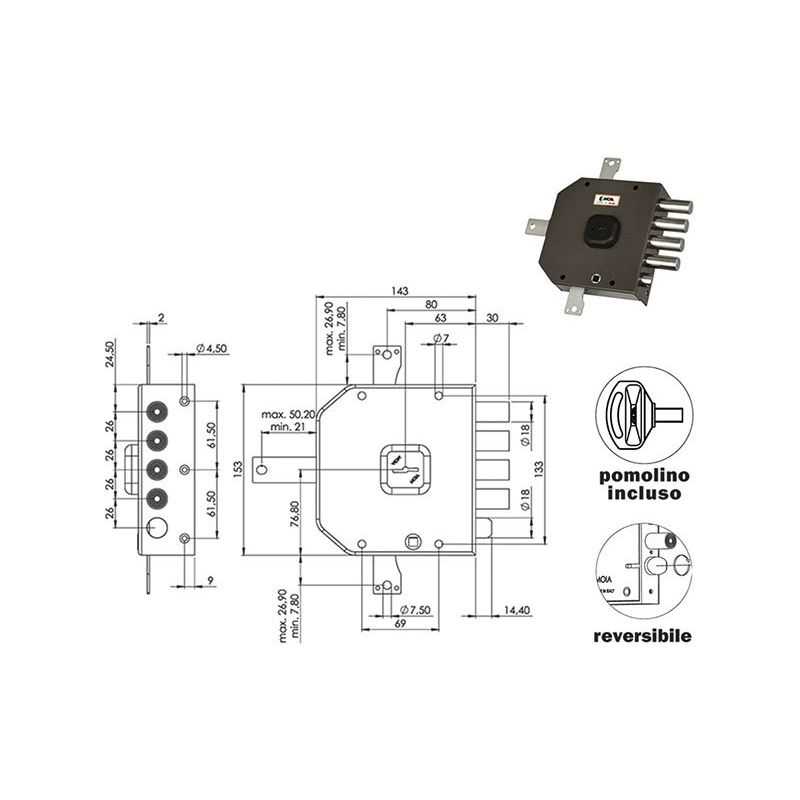 Security lock MOIA A416 (Antonioli / Auno Formula 512 Quintuple)