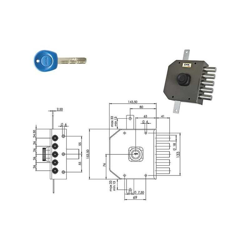 MOIA JA423 security lock (Antonioli / Auno) punched key