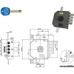 MOIA JA424 triple security lock (Antonioli / Auno) punched key