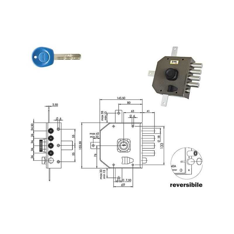 MOIA JA426 security lock (Antonioli / Auno) punched key