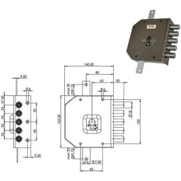 Serratura di sicurezza MOIA G453B triplice predisposta cilindro