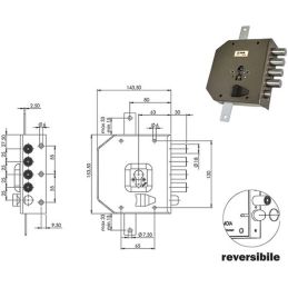 MOIA G454B triple 1/2 turn security lock with European cylinder