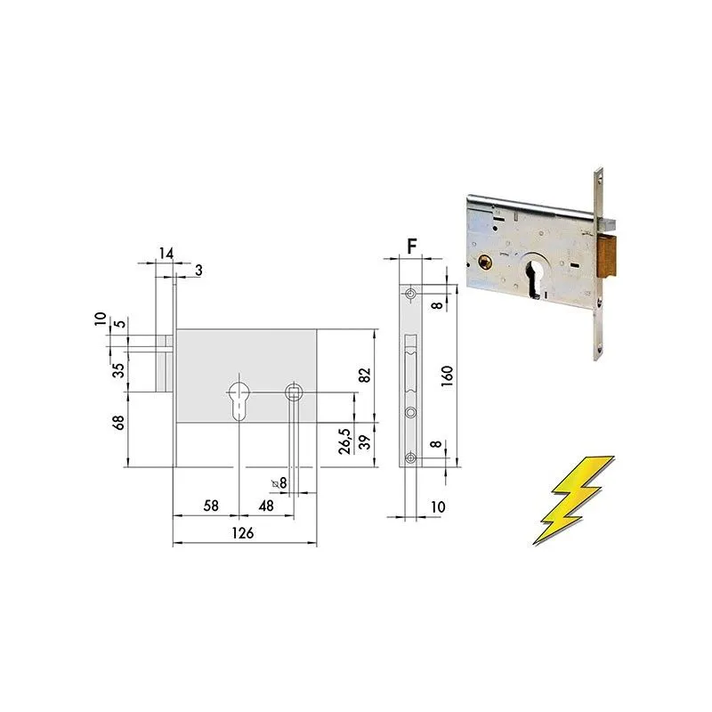 Cisa electric lock 14010 threaded for band h 82 Cisa electric lock 14010 threaded for band h 82