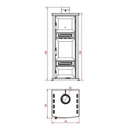 ROYAL 1915 Stuba V2 wood stove with 4-star 7 Kw OVEN
