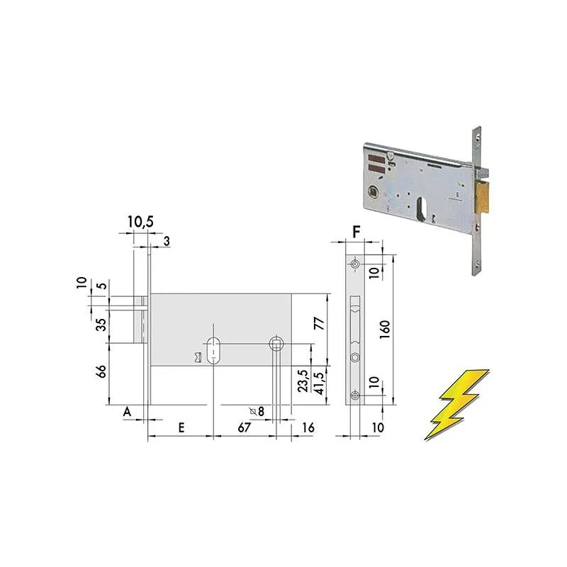 Serratura elettrica Cisa 14450 infilare per fascia h 77 Serratura elettrica Cisa 14450 infilare per fascia h 77