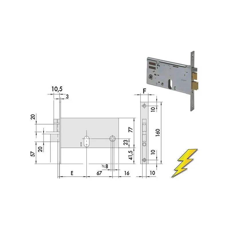 Serratura elettrica Cisa 14460 infilare per fascia h 77 Serratura elettrica Cisa 14460 infilare per fascia h 77