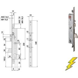 Serratura elettrica Cisa 16225 infilare triplice per montante