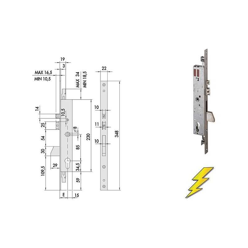 Cisa electric lock 16225 triple threading for riser