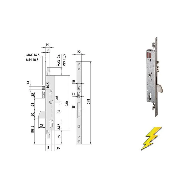 Cisa electric lock 16225 triple threading for riser