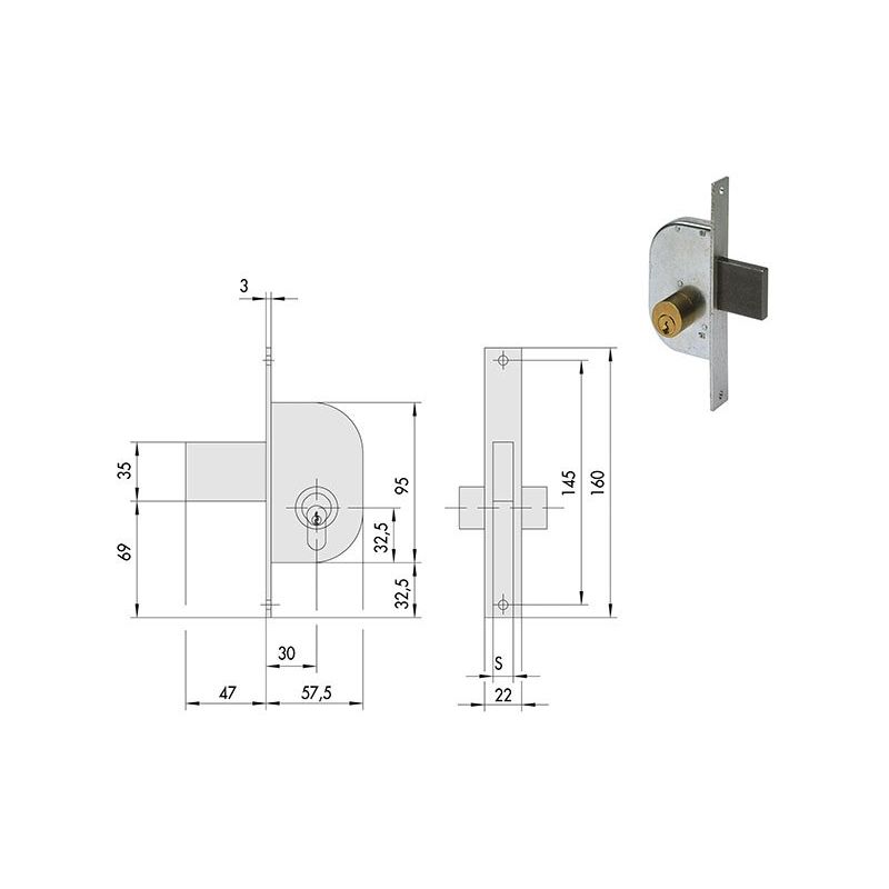 Cisa 42120 lock wheeling mortise for gates