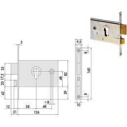 Serratura Cisa 44120 infilare per fascia h 82