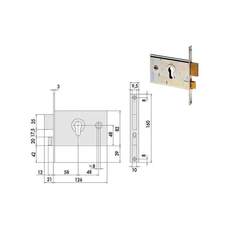 Serratura Cisa 44120 infilare per fascia h 82