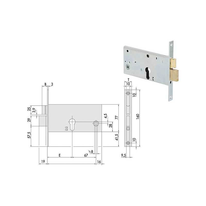 Serratura Cisa 44360 infilare per fascia h 77