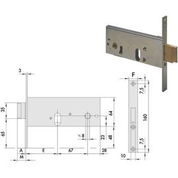 Serratura Cisa 44155 infilare per fascia h 64