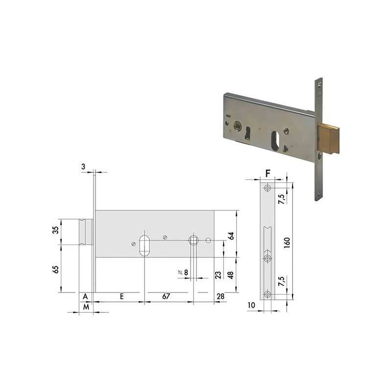 Serratura Cisa 44155 infilare per fascia h 64