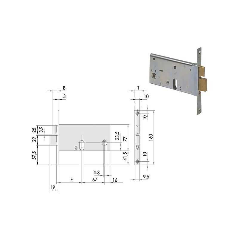 Serratura Cisa 44460 infilare per fascia h 77