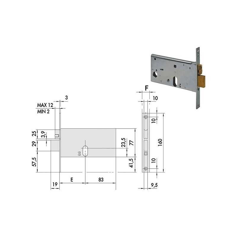 Serratura Cisa 44470 infilare per fascia h 77