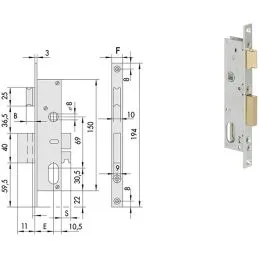 Cisa 44220 mortise lock for upright